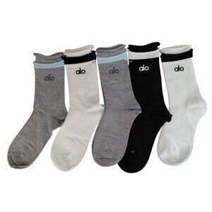 Alo Unisex Casual Crew Socks 5-Pack New NWOT